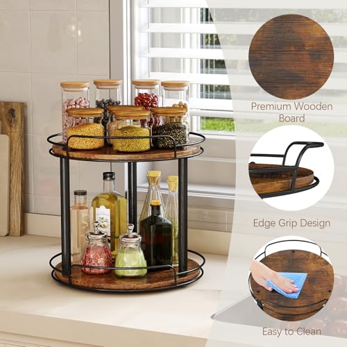 12'' Wood Lazy Susan Turntable Organizer for Cabinet