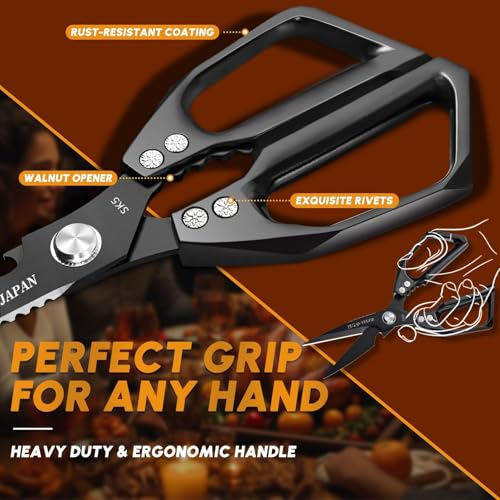 Kitchen Scissors all Purpose (Black & Silver)
