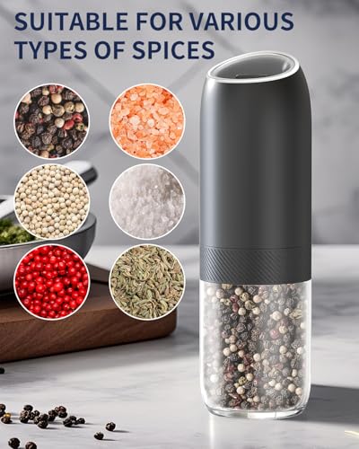 Gravity Electric Salt and Pepper Grinder Set (Battery / Black Plus)