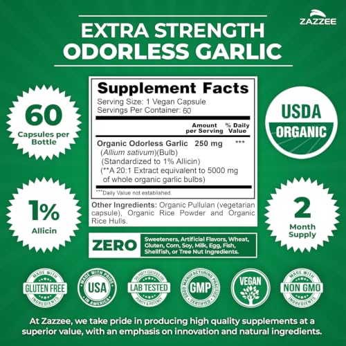 USDA Organic Odorless Garlic 20 (60 Count (Pack of 1))