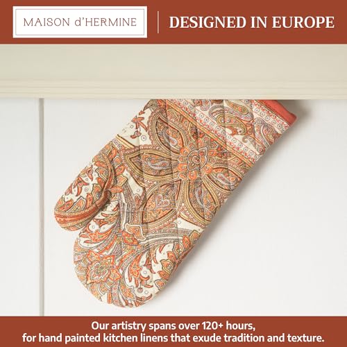 Maison d'Hermine Oven Gloves 100% Cotton Oven Mitt (023 - Kashmir Paisley / 7.5" x 13" (Oven Mitt))