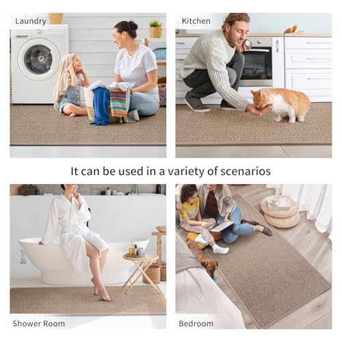 Kitchen Mat Kitchen Rugs Sets of 2 PCS Non Slip Brown 17"x30"+17"x47"