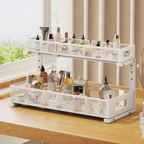 2 Pack 20.47IN Depth Under Sink Storage Organizer (White / 2 Pack-20.47"Dx11.4"-16.14"H)