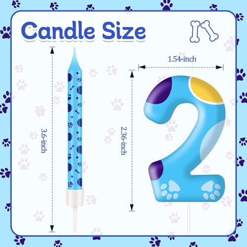 13PCS Blue Dog Paw Birthday Candles Set Cake Topper Numeral Birthday Candles for Boy Girl Dog Paw Decoration (13 Count)