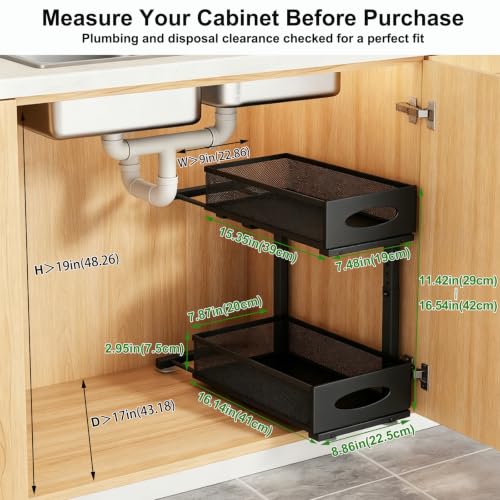 2 Pack Under Sink Organizer (Black)