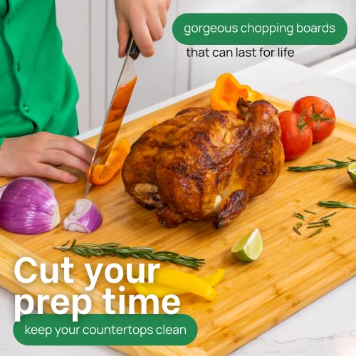 HUGE 24 Inch Bamboo Cutting Board with Lifetime Replacement (Two-Tone / 24"L x 18"W)