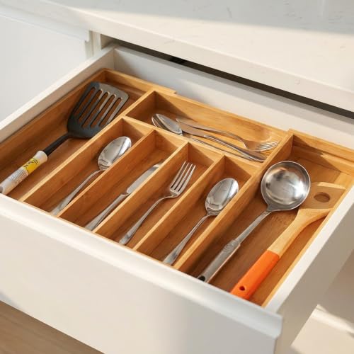 Bamboo Cutlery Silverware Tray (Natural / Small)