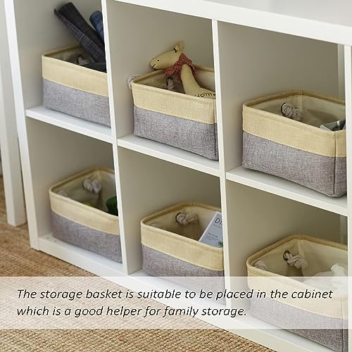 Organization and Storage Bins for Shelves (Golden&Grey / Small-6 Pack)