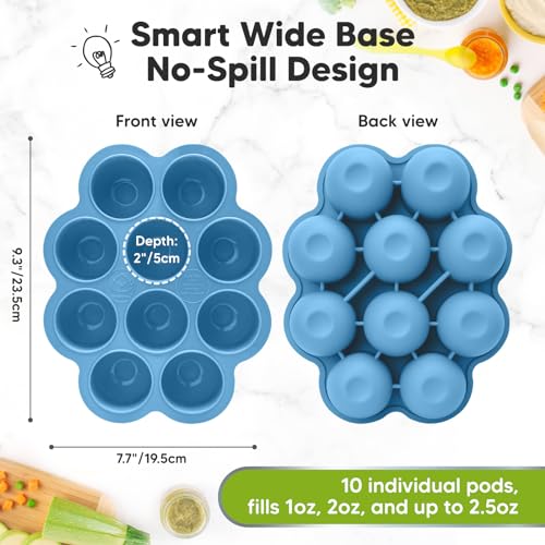 Silicone Food Freezer Trays with Lid (Misty Blue)