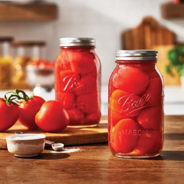 Regular Mouth Glass Mason Jars with Lids and Bands (Quart / 32 Oz (Pack of 6))