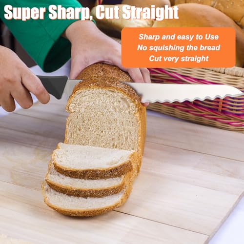Ultra Sharp High Carbon Stainless Steel Serrated Blades Bread Knife (Silver)