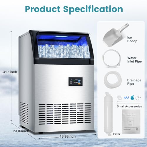Commercial Gourmet Ice Maker Machine (115Lbs/24H-Gourmet Ice)