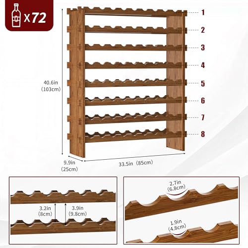 Bamboo Stackable Wine Rack (Walnut / 8-Tier)