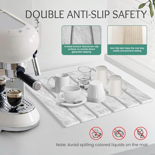 Stone Dish Drying Mat Collapsible Diatomaceous Earth Absorbent Mat Quick Dish Drying Pad Dish Rack Pad Match Any Counter to Multiple Usage for Kitchen