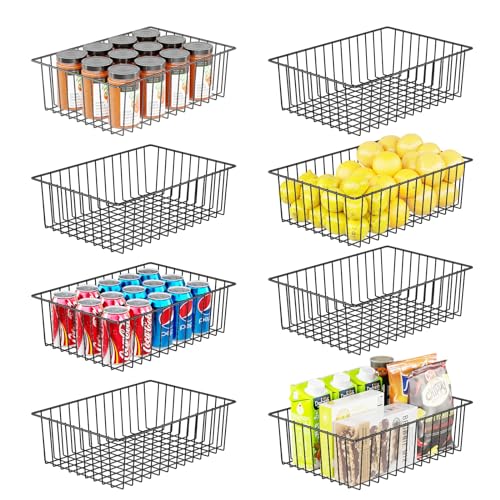 8 Pack Large Metal Wire Baskets for Storage