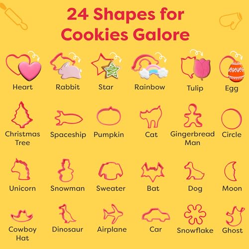 Kids Cookie Cutter Set with 24 Assorted Cookie Cutters Shapes (Cookie Cutter Set)