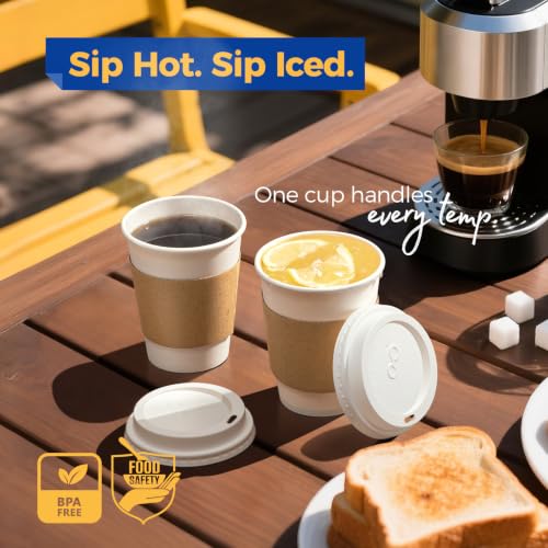 500 Pack 12 oz Disposable Coffee Cups with Lids (12 oz / Classic)