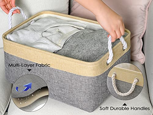 Storage Basket for Organizing (Gold&Grey / 2PCS/Large - 15.7Lx11.8Wx8.3H)