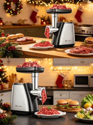 4 in 1 Electric Meat Grinder Heavy Duty & Sausage Stuffer 2800W Max (Stainless Steel+Black)
