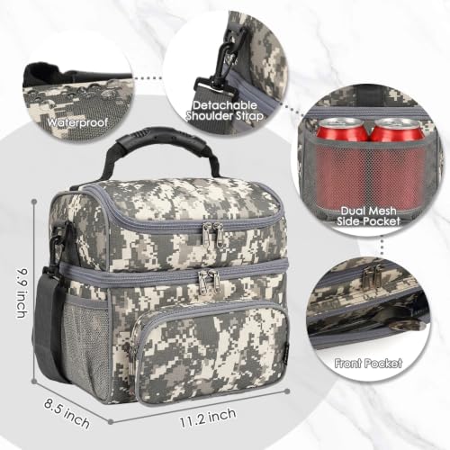 Double Layer Cooler Insulated Lunch Bag Adult Lunch Box Large Tote Bag for Men (2 Count)