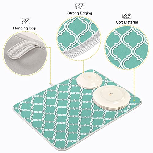 Super Absorbent Dish Drying Mat (Seamless Moroccan Pattern / 18" x 24")
