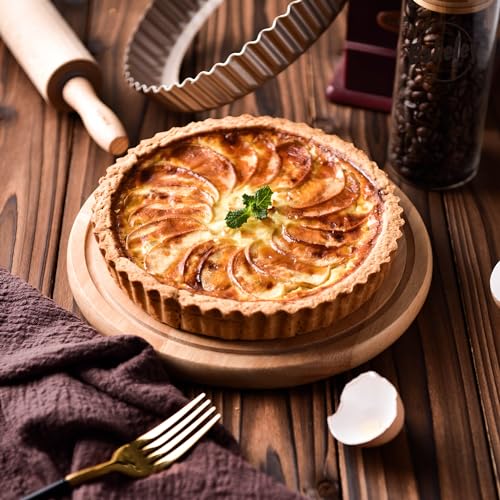 8-Inch Non-Stick Round Tart Pan with Removable Loose Bottom, Quiche Pan for Oven Baking (Champagne Gold) (8" Round (Champagne Gold))