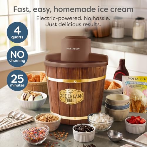 Electric Ice Cream Maker (4 Qt / Dark Wood)