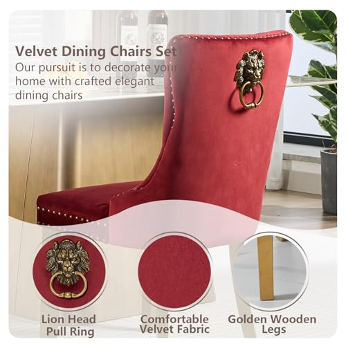 Burgundy Velvet Dining Chairs Set of 6 (Burgundy)