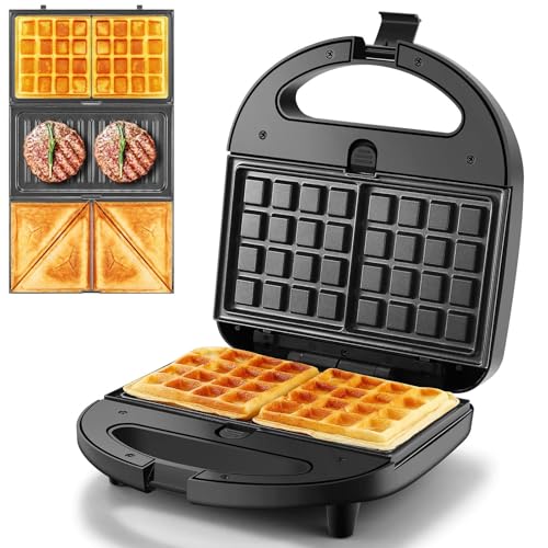 3-in-1 Waffle Maker with Removable Plates, Sandwich Maker
