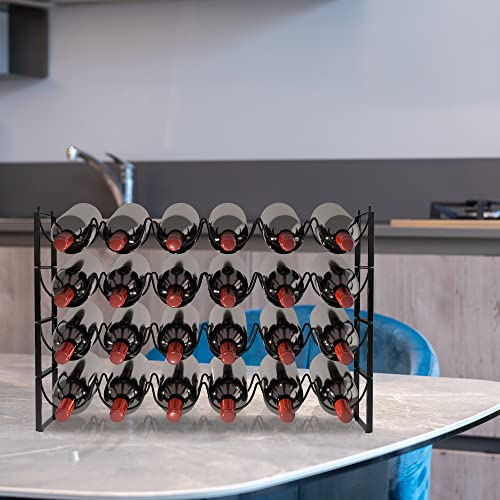 4 Tier Wine Rack (Black / 24-Bottle)