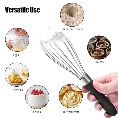 18 8 Stainless Steel Balloon Whisk for Cooking (S / Black)