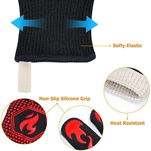 BBQ Gloves Oven Gloves 1472℉ Extreme Heat Resistant (Red / One Size Fits Most(Long Cuff))