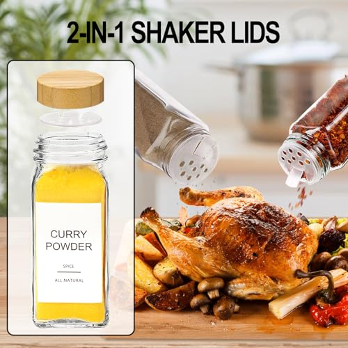 Glass Spice Jars with 398 Labels