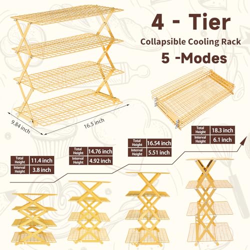 4 Tier Gold Collapsible Cooling Rack