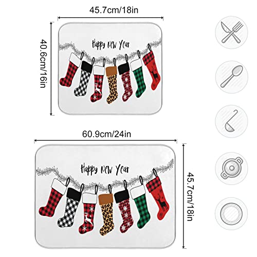 Super Absorbent Dish Drying Mat (Christmas Stockings / 18" x 24")