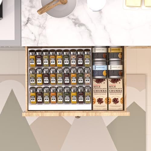 Expandable Metal Spice Drawer Organizer (White / 2PACKS/WHITE/3-TIER)