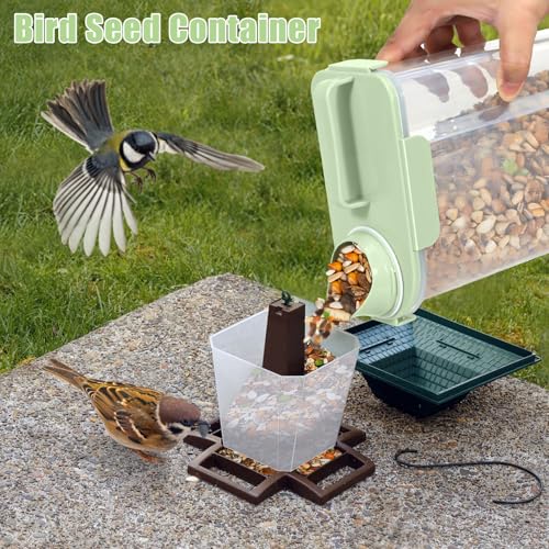 5 Lbs Pet Dog Food Storage Container for Travel Bird Seed Dispenser (Pale Green-5L)