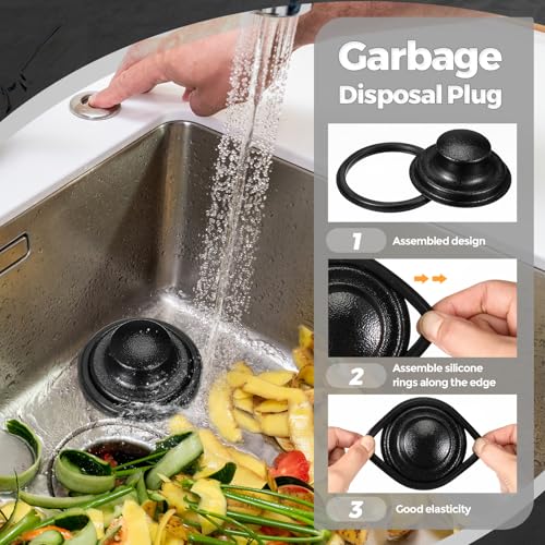 3 Pcs Sink Plug Stopper Disposal Drain Strainer (Black Texture)