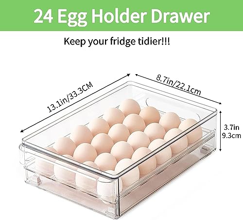 Egg Holder for Refrigerator (2Pack-Clear)