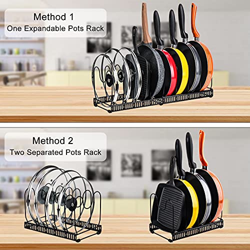 Pots and Pans Organizer Rack for Cabinet and Countertop (Black / Pot & Pan Organizer)