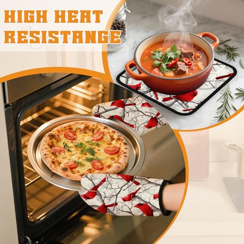 Red Cardinal Oven Mitts and Pot Holders Set (4 Count)