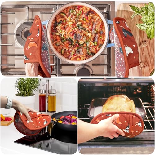 Pot Holders with Transparent Clear Silicone Shell and Nice Rooster Flower (Potholders / Rooster Flower)