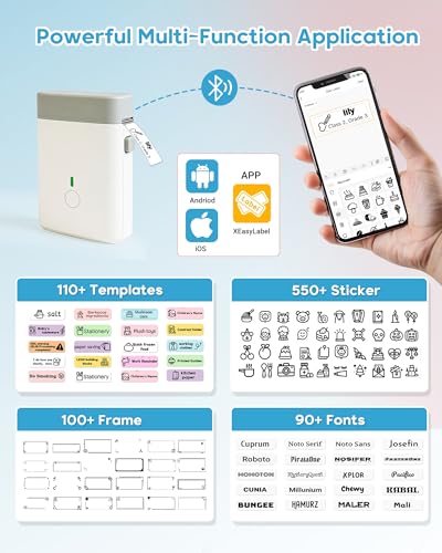 Label Maker Bluetooth Label Maker Machine with Tape (White)