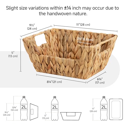 Wicker Storage Basket (Natural(Water Hyacinth) / 11 ½"L x 9 ½"W x 5"H)