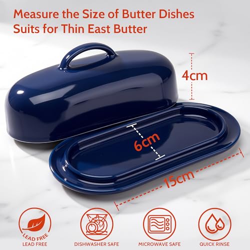 Ceramic Butter Dish with Lid (Navy)