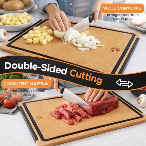 Earth’s Dreams Composite Wood Cutting Board 17” x 12” (Tan/Black-Single)