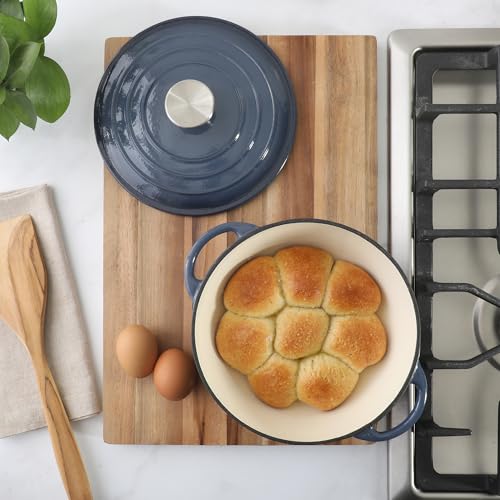 Addlestone 2.65 Qt Enameled Cast Iron Dutch Oven Pot with Lid (2.65-Quart / Gradient Navy Blue)