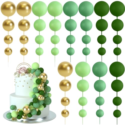 48 Pcs Balls Cake Topper Decorations Balloon Cupcake Toppers Foam Cake Topper Balls Cake Balls Decorations for Birthday Party Cake Decorating (48 Count)