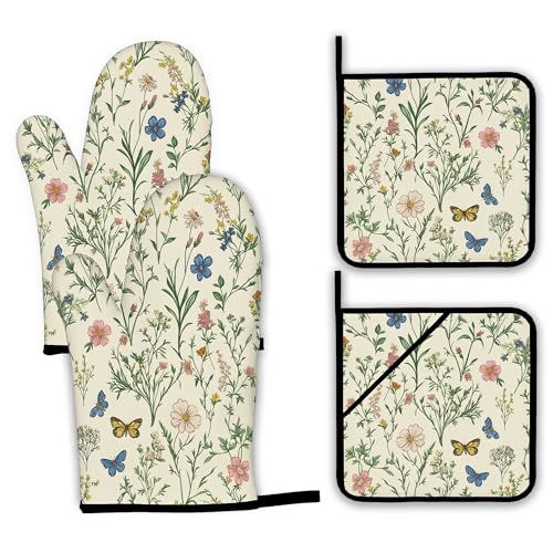 Wildflowers Oven Mitts and Pot Holders (4 Count)