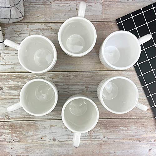 12 OZ White Ceramic Coffee Mugs Set of 6 (12 OZ / White Coffee Mugs)